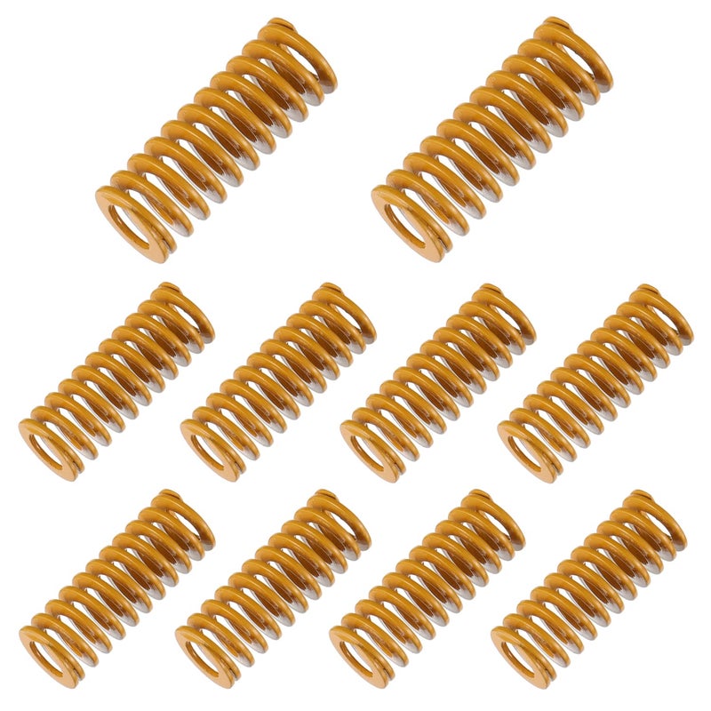 HUAREW 3D Printer Die Spring 8mm OD 20mm Long Light Load Compression Mould Die Spring Yellow Compression Mould Die Spring for The Ender 3s Bed (Pack of 10 Pcs) - Image 1
